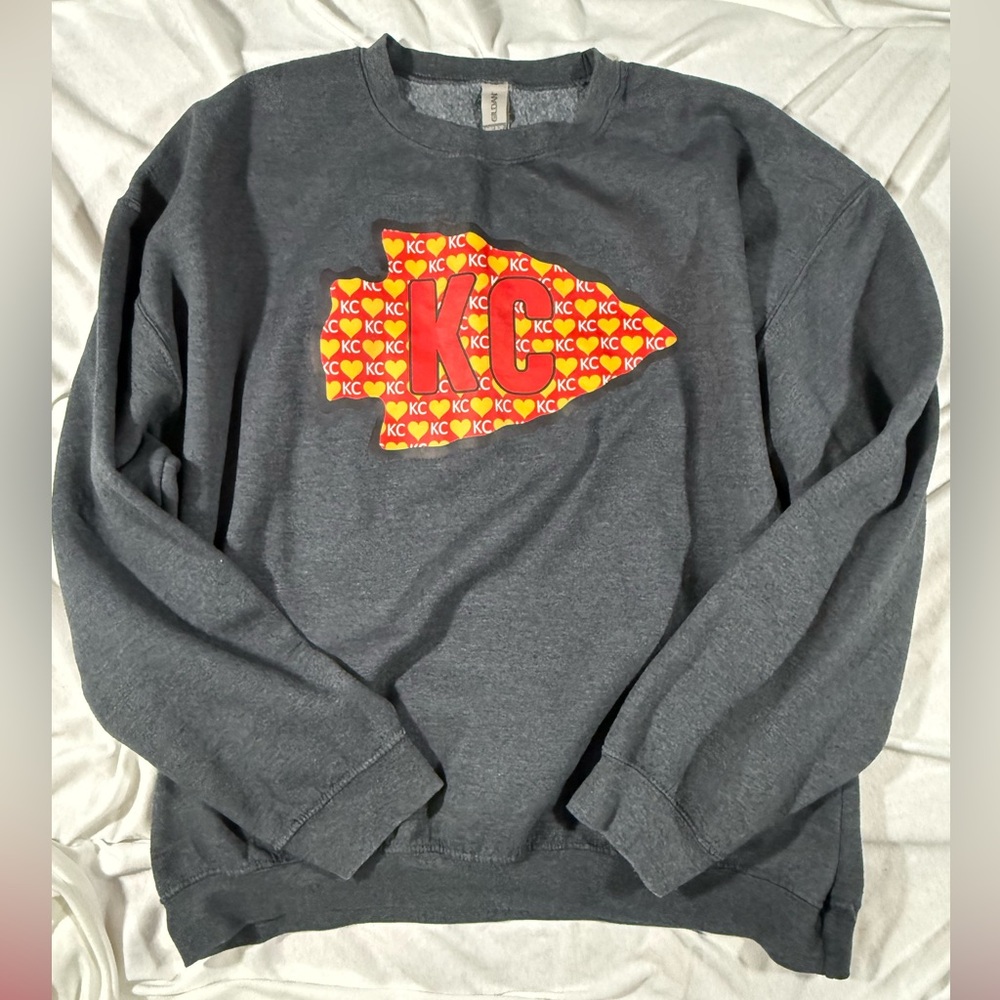 Charcoal Kansas City KC Hearts Chiefs Arrowhead – Thick Fleece - Warm - Football